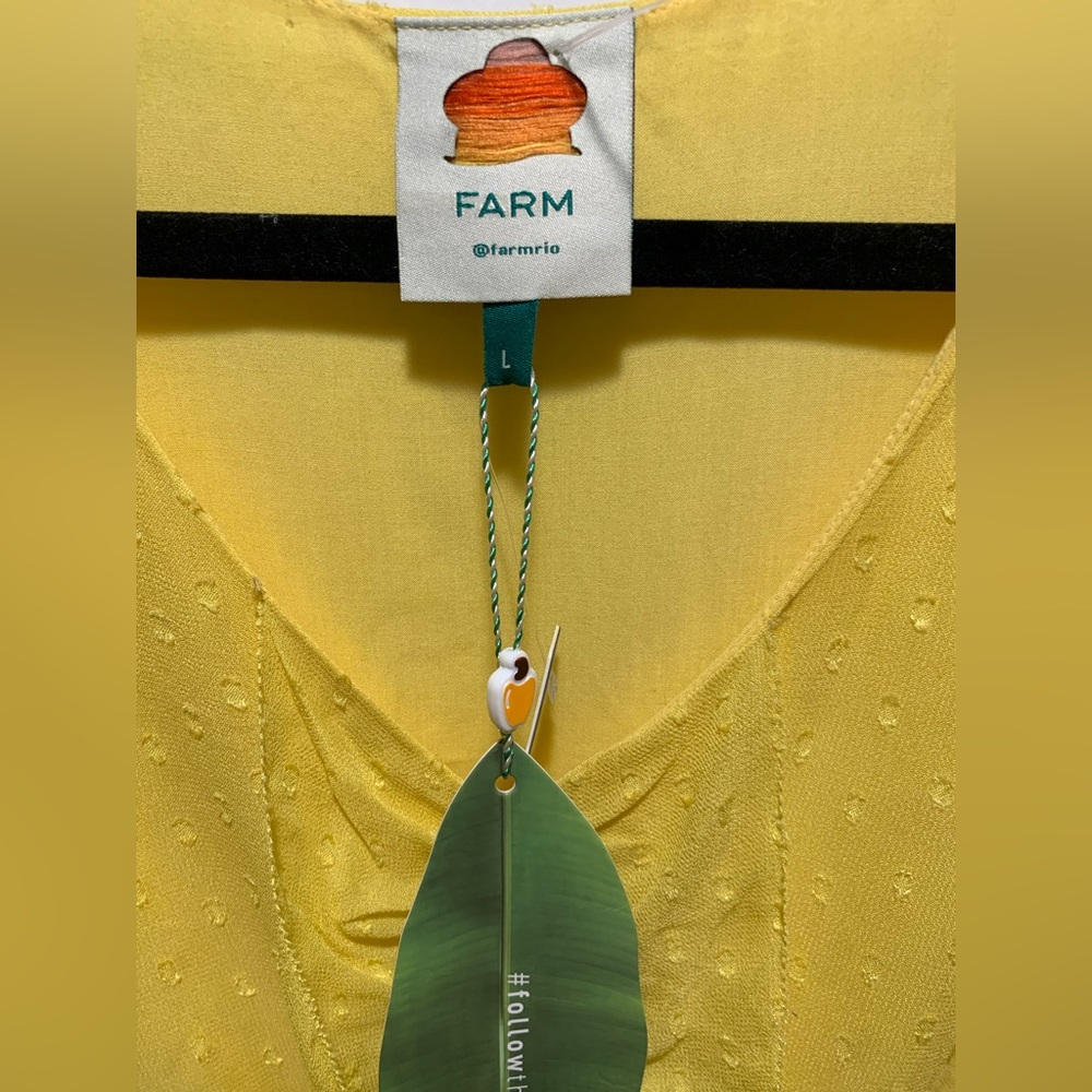 NEW FARM Rio Yellow Ruffle Mini Dress Sz Large - Picture 3 of 6